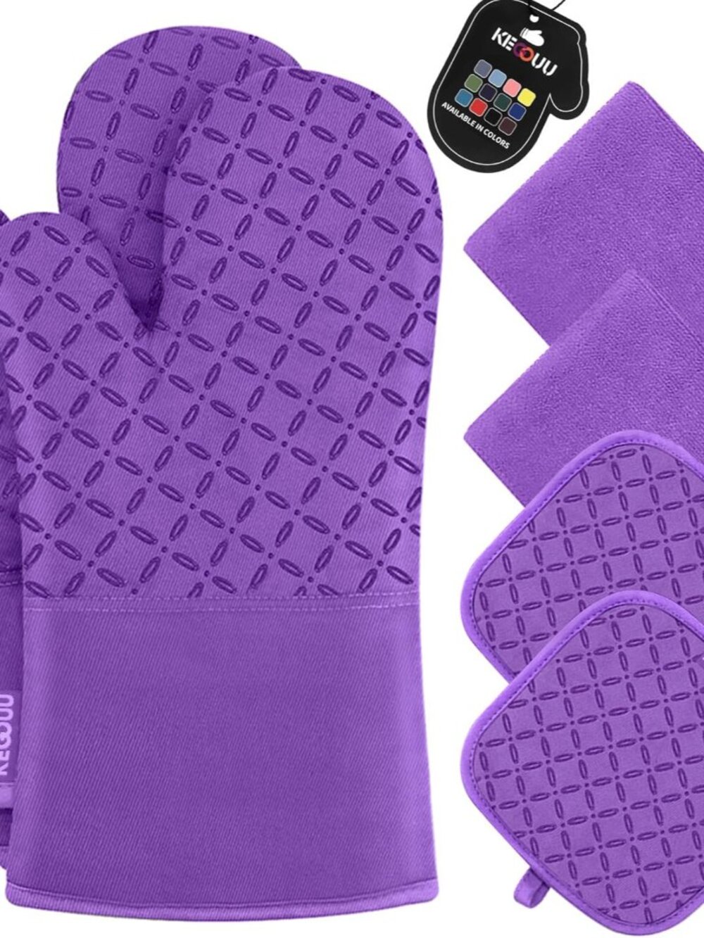 Oven Mitts and Pot Holders 6pcs Set, Kitchen Oven Glove High Heat Resistant 500